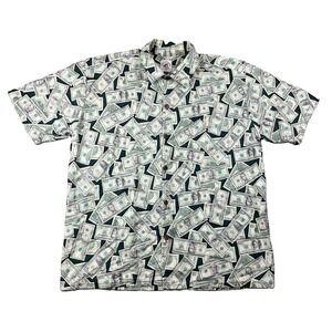 Max Boxxer Button Front Shirt Men's Size XL Money Dollar Bills Print USA Made